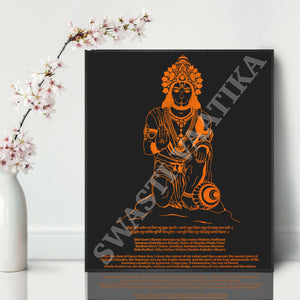 Framed Shri Hanuman ji Foil Artwork